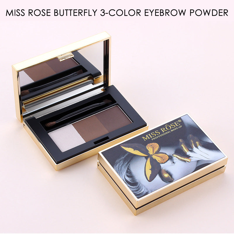 MISS ROSE BUTTERFLY 3-COLOR EYEBROW POWDER